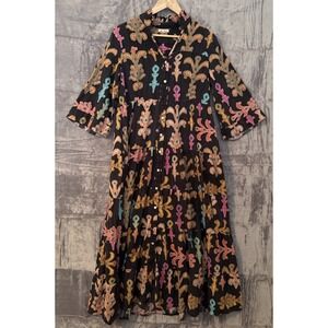 Be Boho Maxi Dress Womens Size S Black Boho Ruffle Resort Tiered Peasant India